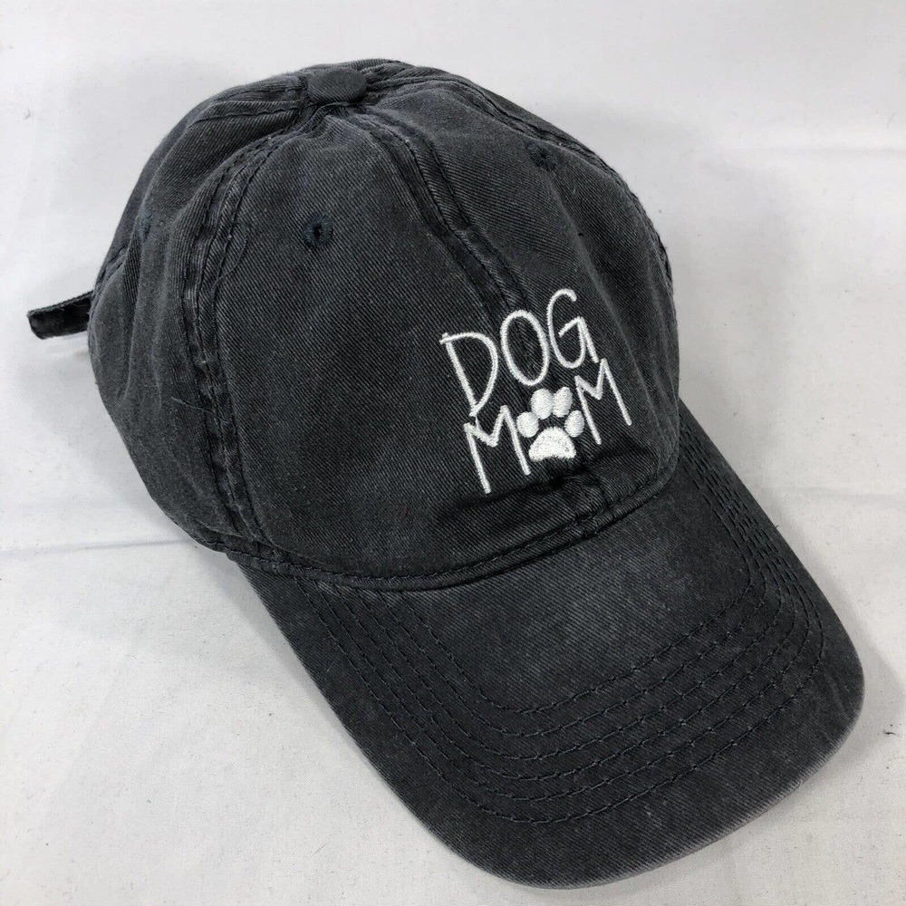 Dog Mom Cap Gray with White Writing Adjustable Strap Back One Size Fits Most OSF - Picture 3 of 11